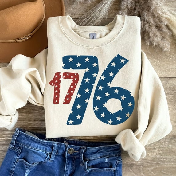 1776 America Sweatshirt, Retro Fourth of July Crewneck, USA Flag Patriotic Shirt, Independence Day Sweater