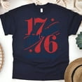 thumbnail image 1 of 1776 America T-Shirt for Men and Women, Patriotic Land of the Free Graphic Tee, Navy, Size S, 1 of 6