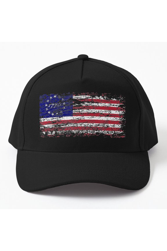 1776 Betsy Ross US Flag Baseball Hat, Colorful USA Independence Heritage Design Cap