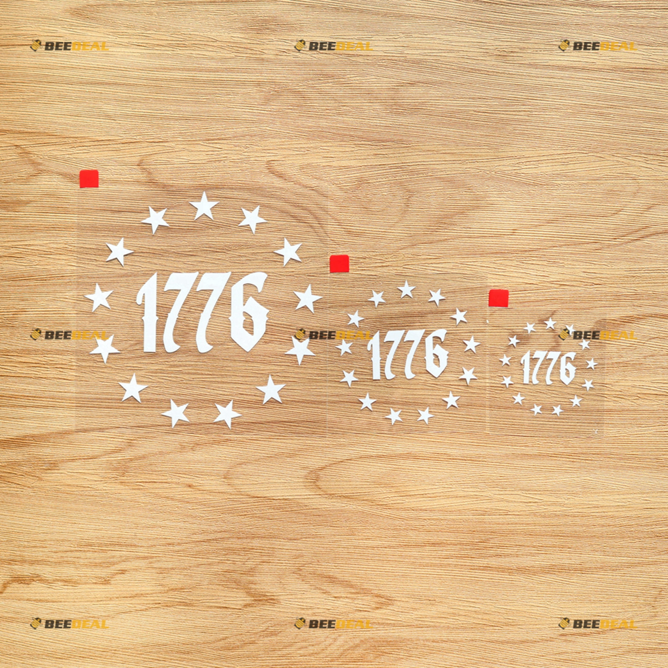 1776 Betsy Ross Flag Sticker Decals - 3 Sizes (2", 3", 5") Circle 13 Stars, No Background
