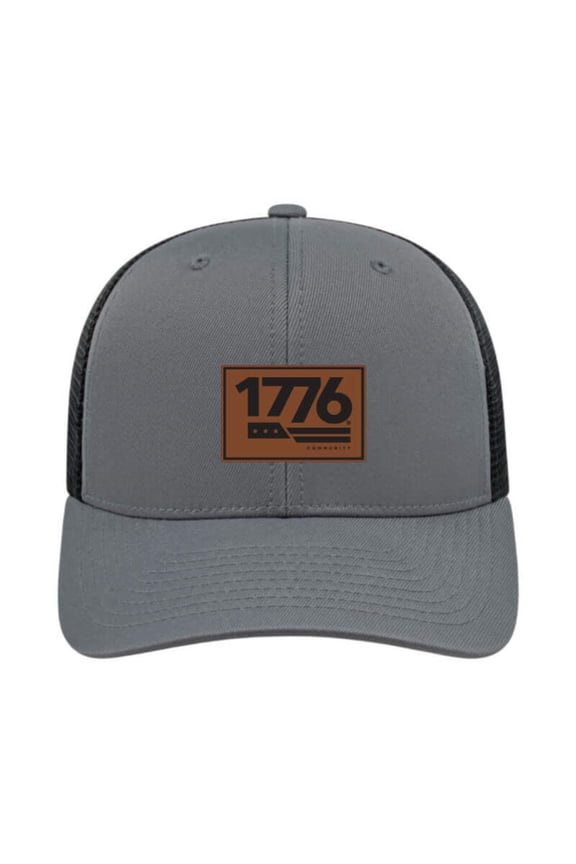Leather Patch Hat (Grey/Black)