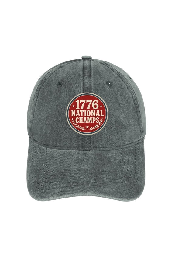 1776 National Champs Gray Adjustable Baseball Cap for Men Women, Classic Casual Snapback Hat