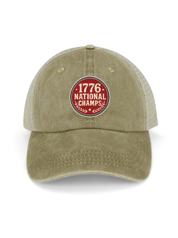 1776 National Champs Khaki Baseball Cap for Men Women, Adjustable Snapback Hats Trucker Hat