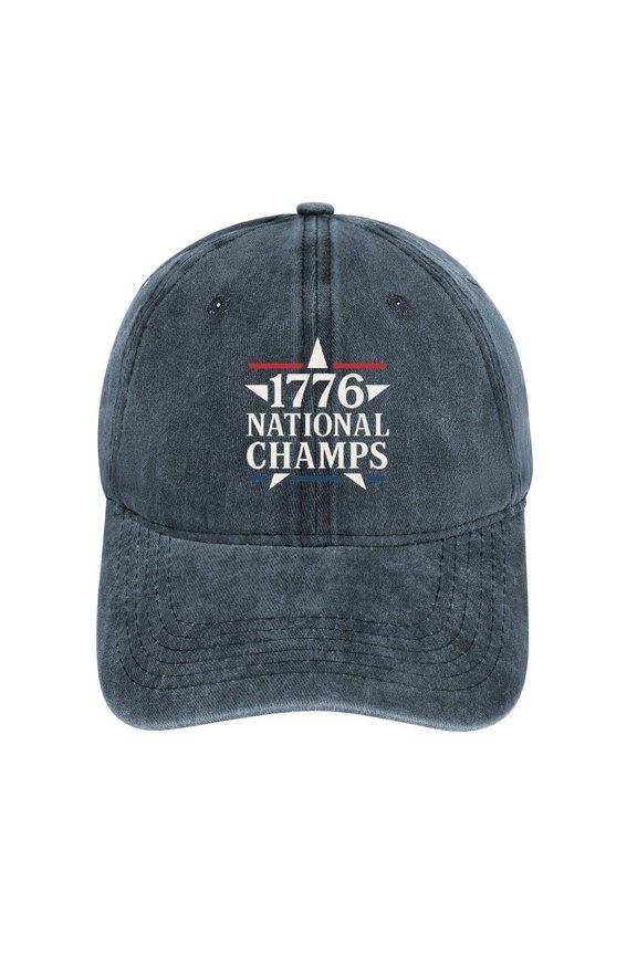 1776 National Champs Navy Cotton Baseball Cap for Men Women, Outdoor Casual Adjustable Hat