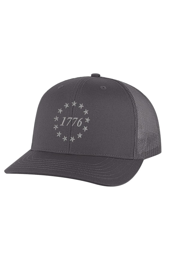 1776 Snapback Hat - Revolutionary War Cap with 13-Star Circle | Founding Fathers Snapback (Charcoal)