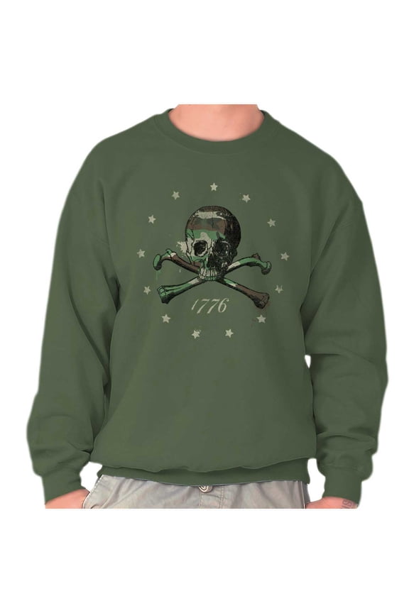 1776 Skull Cross Bones Revolution Unisex Plus Fleece Graphic Sweatshirt Brisco Brands 2X