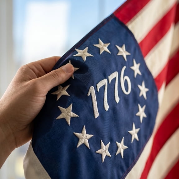 1776 Stained Flag 3x5 Ft, Vintage American 250th Anniversary 1776 Flags for Outside, USA 13 Colonies Banner Decoration with Canvas Header & 2 Brass Grommets