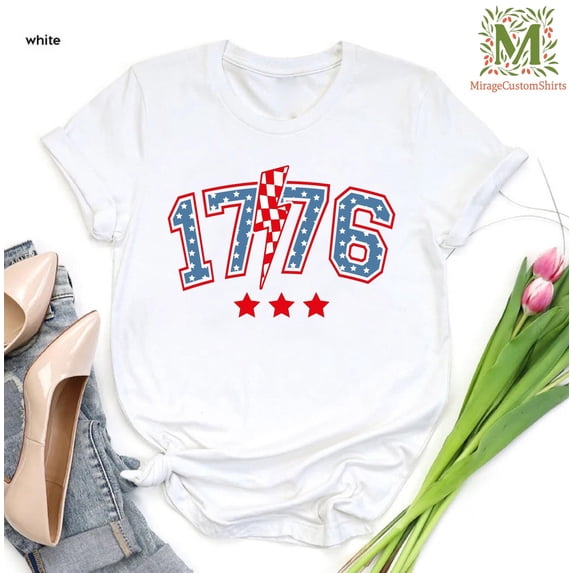 1776 T-Shirt, Fourth Of July Shirt, Independence Day Gift, Patriotic Shirt For Women, Red White And Blue Shirt, American History 1776 Tee, Full Size S-5XL