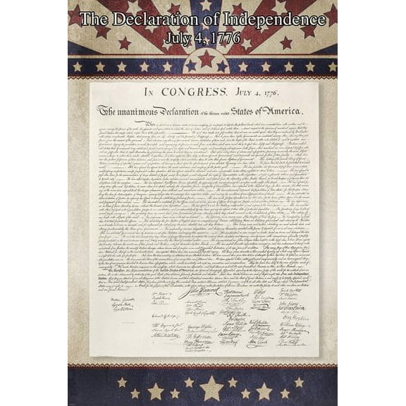 1776 The Declaration Of Independence Us 24" x 0.01" Poster, by HSE USA
