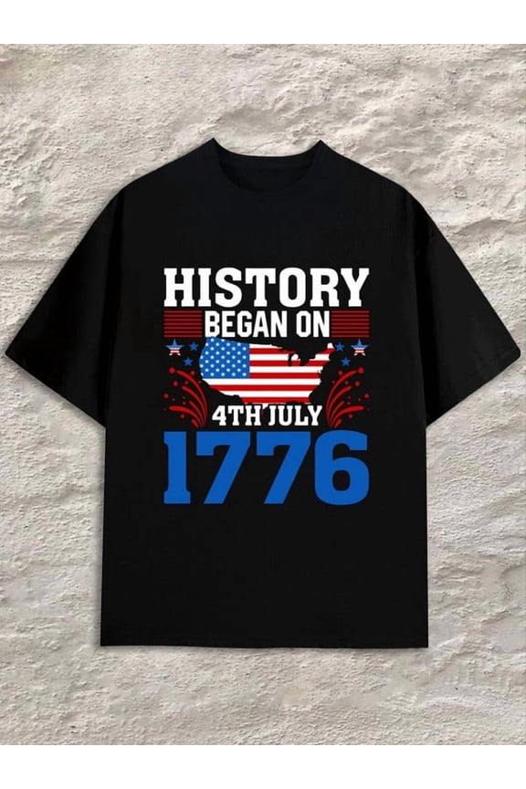 1776 USA Pride men's black Hip-hop street style Unique Design Unisex Shirt Printed tshirts Trendy Unisex Shirt Graphic Tee tshirts Casual Unisex Shirt Graphic Tee tshirts