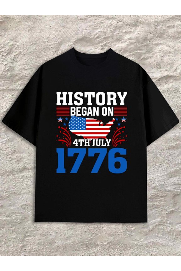 1776 USA Pride men's black Hip-hop street style Unique Design Unisex Shirt Printed tshirts Trendy Unisex Shirt Graphic Tee tshirts Casual Unisex Shirt Graphic Tee tshirts