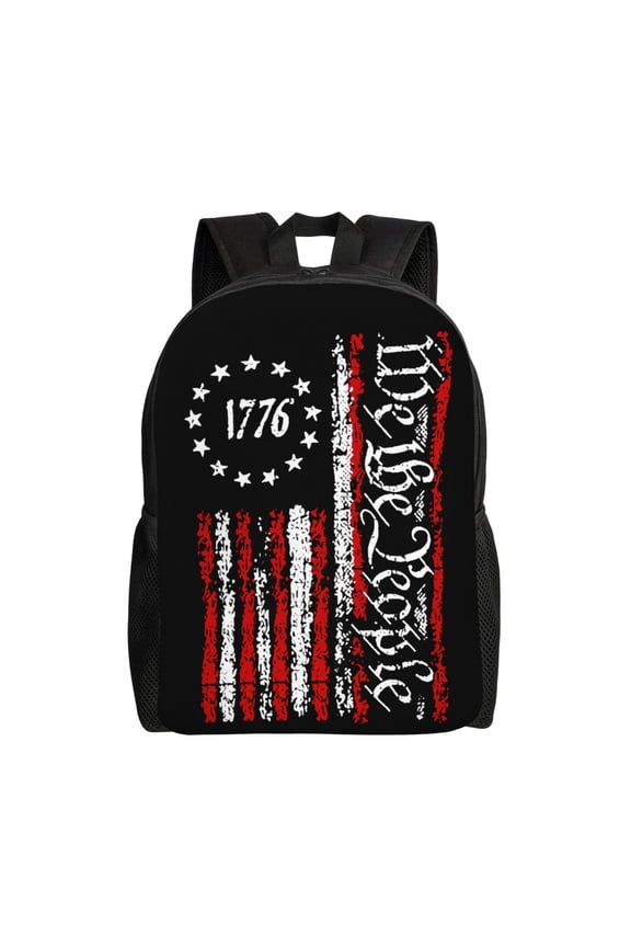 1776 We The People American Backpack Single-Sided Printed Backpack Light Casual Laptop Backpack Travel Backpack Suitable For Office Travel Commuting