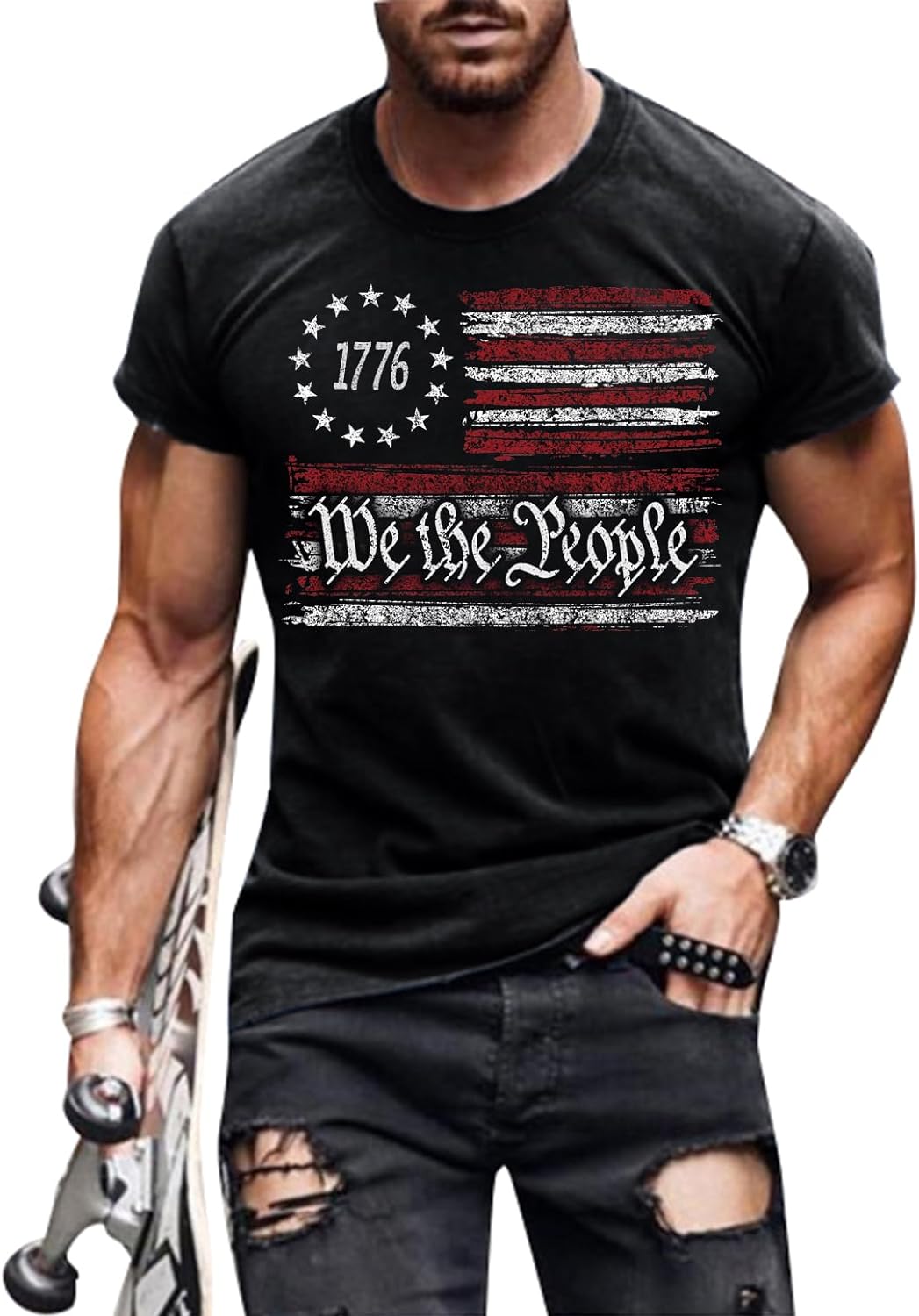 1776 We The People Shirt Mens 4th Of July Shirts American Flag 
