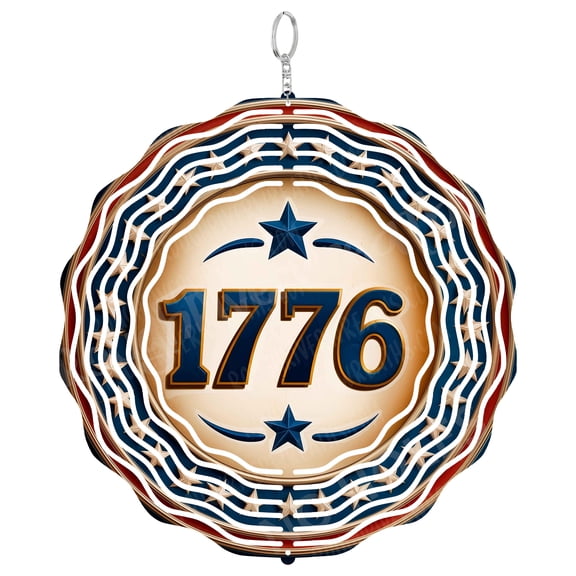 1776 Wind Spinner Metal Outdoor Decor Patriotic Vintage Red White Blue Gold