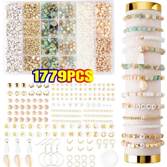 1779pcs Natural Stone Beads for Jewelry Making, Irregular Natural Stone DIY Craft Bead Bracelet Making Kit for DIY Earrings Bracelet Necklaces Rings