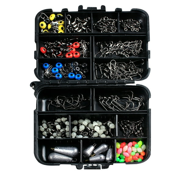 177PCS Fishing Tackle Box with Accessories, Portable Fish Hook Bait Parts Kit, Anti-Corrosion Fishing Gear for Beginners and Enthusiasts, Durable ABS Storage Case