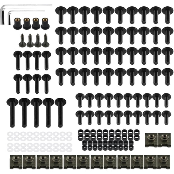 177PCS Motorcycle Fairing Bolt Kit, M5 M6 Stainless Steel Motorcycle Windscreen Screws Fasteners Fairing Bolts Nut Clips Kits, Universal Fairing Bolts Nut Clips Kit for Most Motorcycles