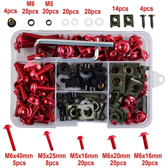 177Pcs/Box Aluminum Windscreen Screws Colorful Fasteners Screws Set Motorcycle Fairing Bolt Kit Motorcycle Modified Parts