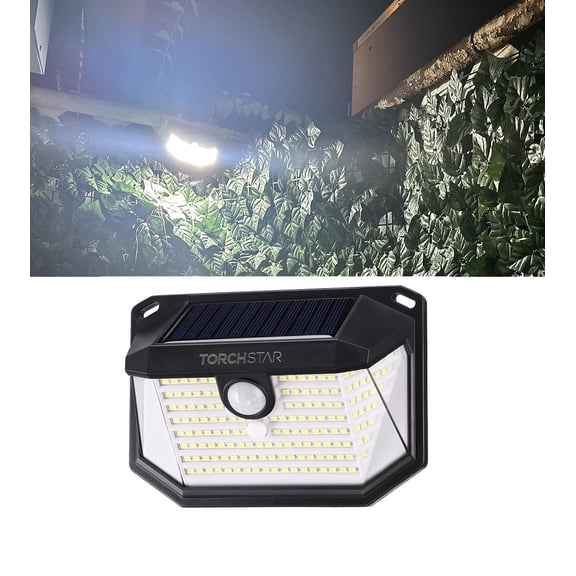 178 LEDs Solar Lights with Motion Sensor, IP65 Waterproof, 6500K Pure White, 3 Lighting Modes & 3 Brightness Levels Adjustable, Black