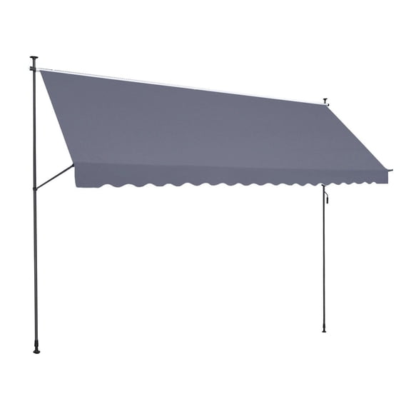 178 x 47" Patio Awning Retractable, Awning Sunshade Shelter with Manual Crank Handle, Outdoor Patio Canopy Sunsetter Deck, Adjustable Height from 86 to 122 in, for Patio/Balcony/Yard, Dark Gray