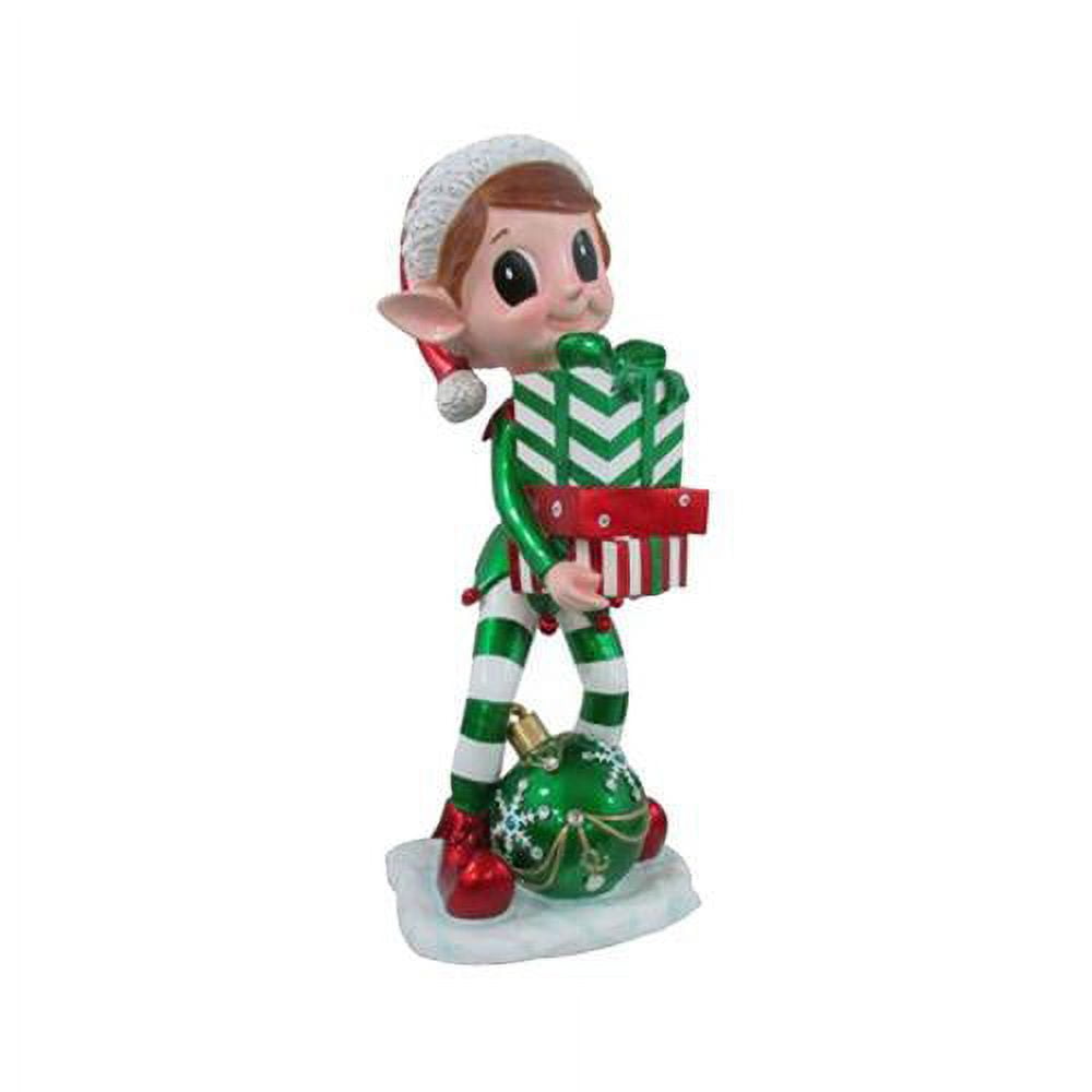 17819 Christmas Elf Decoration, With Lighted Gift Boxes & Ornament