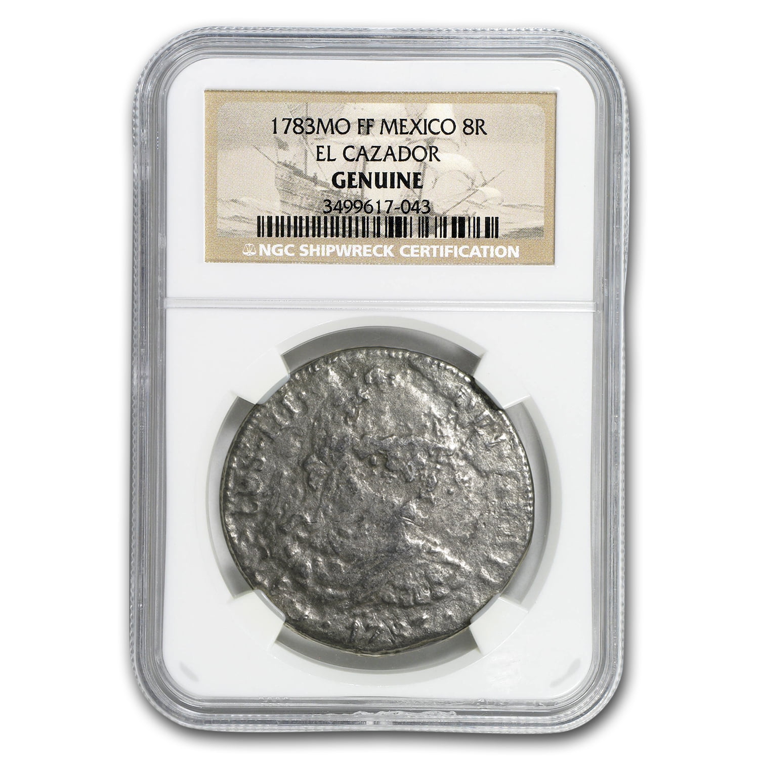 1783 FF Mexico Silver 8 Reales NGC (El Cazador Shipwreck)
