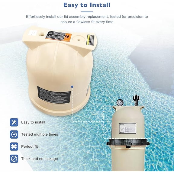 178561 Almond Lid Assembly 12 Inch for Pentair Clean & Clear, Predator Pool and spa Cartridge Filters, Also Fits Pentair Easy Clean Pool and Spa D.E. Filter