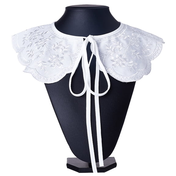 179 * 39cm Detachable False Collar Neck Ruff Mini Cape Choker False Dickey Collar Polyester Embroidery with Wooden Ear Trim