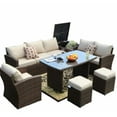 thumbnail image 1 of 179.85" X 31.89" 32.68" Brown 7Piece Steel Outdoor Sectional Sofa Set with Ottomans and Storage Box, 1 of 3