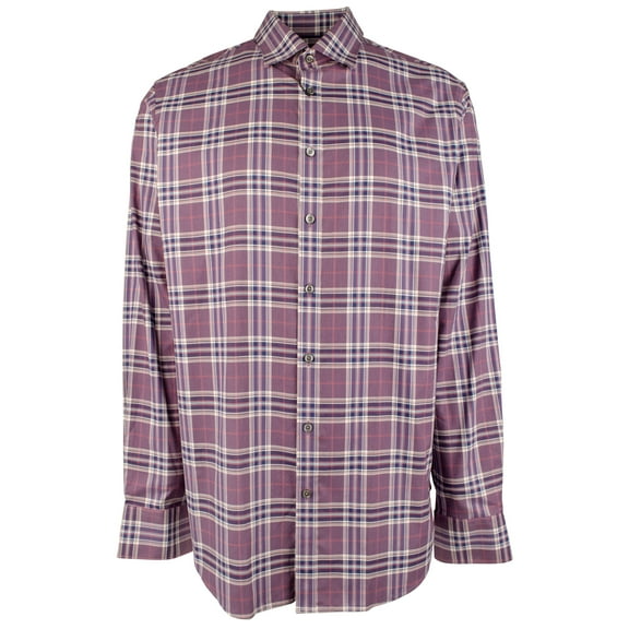 $179 Bugatchi Julian Plaid Check Shirt, XLarge