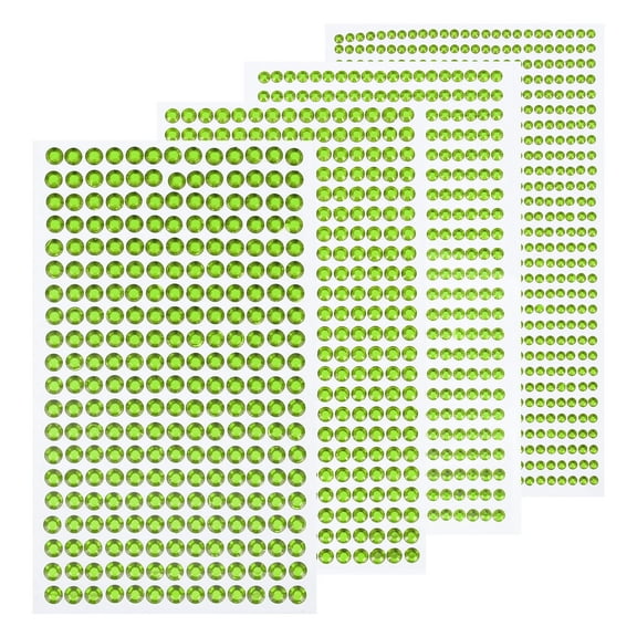 Uxcell 1792 Pcs 4 Sheets Green Rhinestone Stickers 3/4/5/6 mm Self Adhesive Rhinestones Gems for DIY Decoration Craft