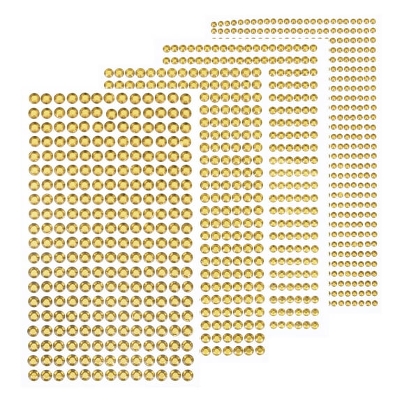 Uxcell 1792 Pcs 4 Sheets Light Orange Rhinestone Stickers 3/4/5/6 mm Self Adhesive Rhinestones Gems for DIY Decoration Craft