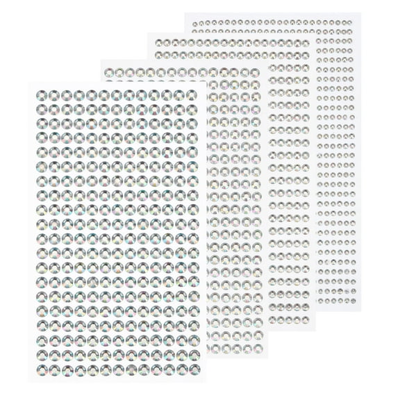 Uxcell 1792 Pcs 4 Sheets Transparent White Rhinestone Stickers 3/4/5/6mm Self Adhesive Rhinestones Gems for DIY Decoration