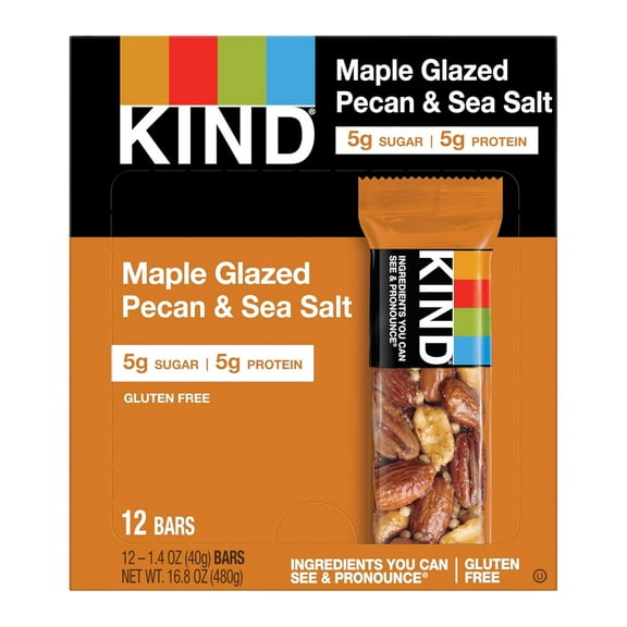 17930 and Spices Bar, Maple Glazed Pecan and Sea Salt, 1.4 oz Bar, 12/Box