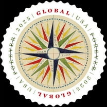 1794 Compass Rose USPS Global International Postage Stamp 1 Sheet of 10 US Forever First Class Postal Flower Announcement Celebrate Christmas Wedding Holiday (10 Stamps)