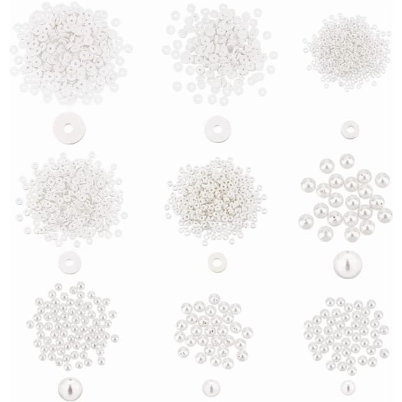 About 1794 Pcs Natural White Shell Beads with 0.5-2mm Holes Shell Pearls and Soft Pottery Pearls Leather Cord Beaded Jewelry Making for DIY Bracelet Necklace Jewelry