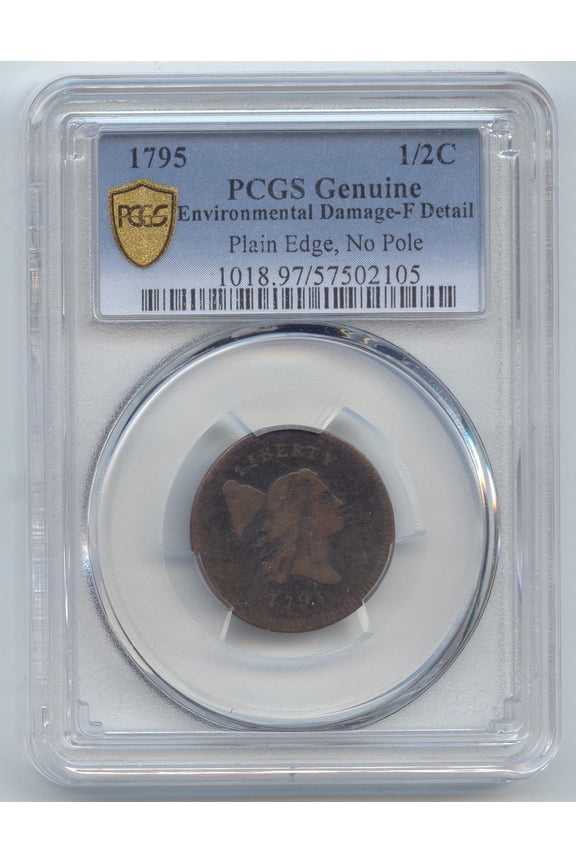 1795 Liberty Cap Half Cent,Plain Edge,No Pole,PCGS Genuine,TrueView, Fine Detail