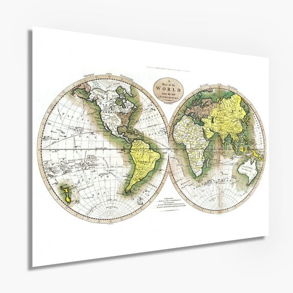 1795 Map of the World - Vintage Map Wall Art - Beautiful Wall Decor - Large Vintage World Map - Vintage World Map Poster - Vintage Old World Map (White)