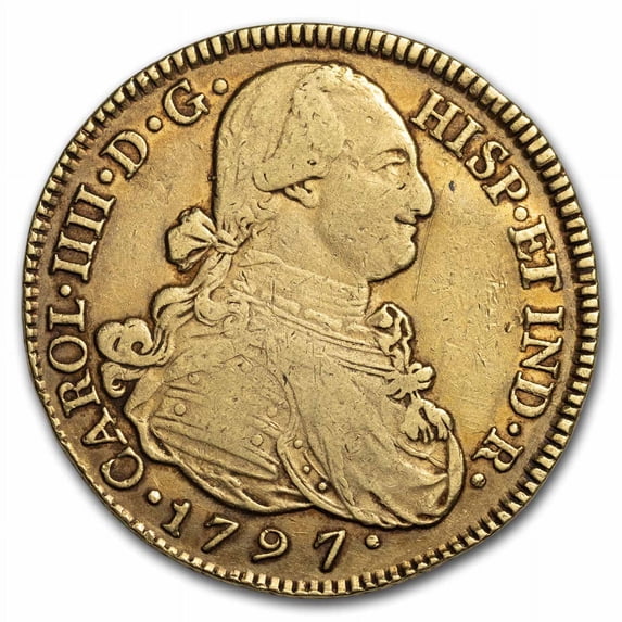 1797-P J F Colombia Gold 8 Escudo Charles IV XF