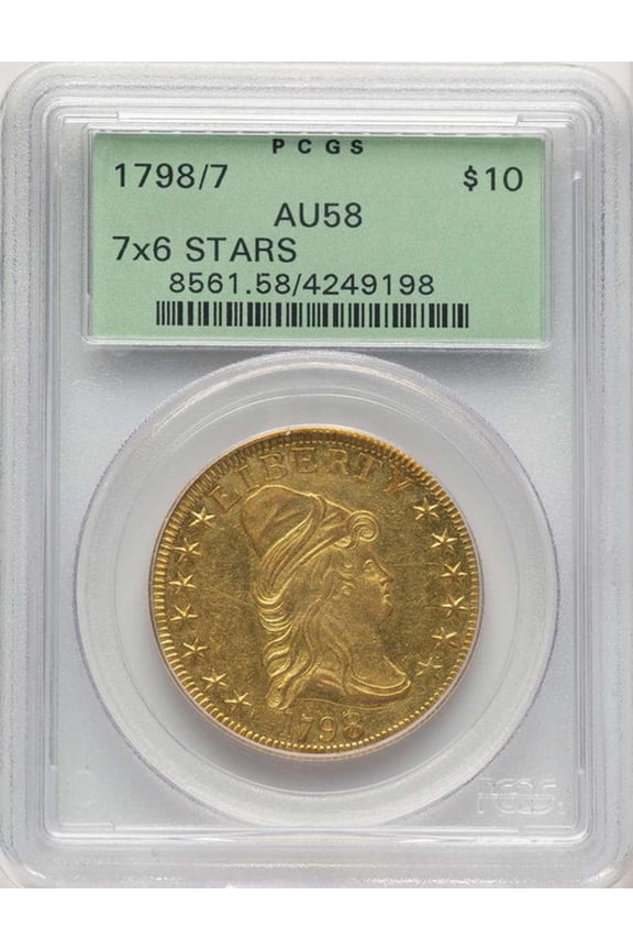 1798/7 $10 Early Eagle Coin PCGS AU58 7x6 Stars - HAT910587006