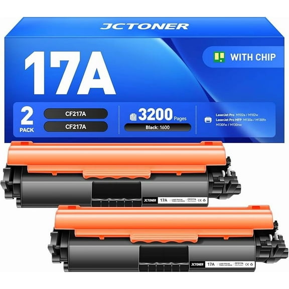 z 17A Black Toner Cartridge 2-Pack with chip High Yield Replacement for HP 17A CF217A Toner Compatible with HP Laserjet Pro MFP M130a M130fn M130fw M130nw M102a M102w Printer M130 M102 Series Ink Copy