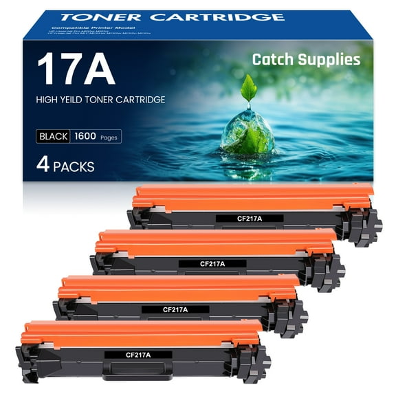 17A Black Toner Cartridge Replacement Compatible for HP 17A CF217A with Laserjet Pro M102w M130nw M130fw M130fn M102a M130a Pro MFP M130 M102 Series Printer (4-Pack)