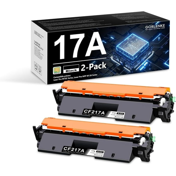 17A CF217A Toner Cartridge 2 Pack with CHIP, 17A Toner Cartridge CF217A Compatible for HP 17A Cartridge with Pro M102 Series, Pro MFP M130 Series Printer