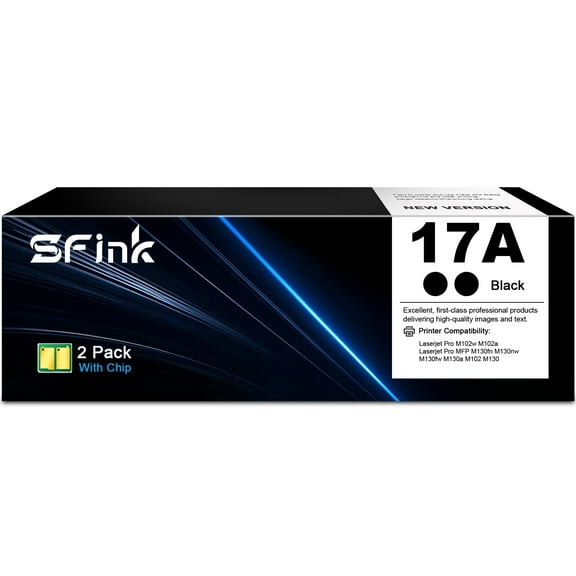 17A  CF217A  Toner Cartridges Compatible for HP 17A  for  Laser Pro M102 Series; Laser Pro MFP M130 Series Printers (2 Pack Black)