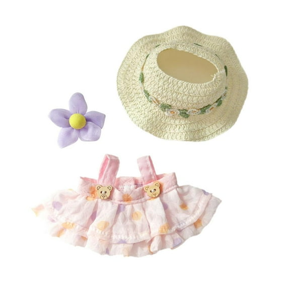 17Cm Doll Clothes Skirt Set for bubu Doll, 3 Piece Set Hat Skirt Outfit Premium@