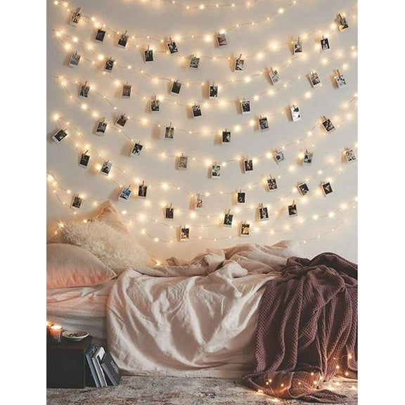 17Ft 50 LED Fairy String Lights with Clr Clips - Perfect for Dorm, Bedroom, Wedding Decor