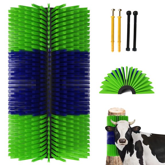 17IN 1Pc Durable Livestock Scratching Brush, Horse Cow Goat Grooming Massage Brush, Animal Back Itch Relief & Blood Circulation Support,for Stables & Ranches(Green-Blue)