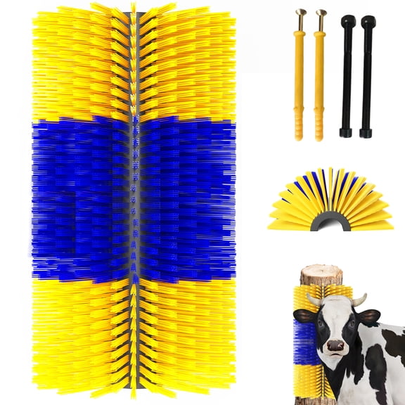 17IN 1Pc Durable Livestock Scratching Brush, Horse Cow Goat Grooming Massage Brush, Animal Back Itch Relief & Blood Circulation Support,for Stables & Ranches(Yellow-Blue)
