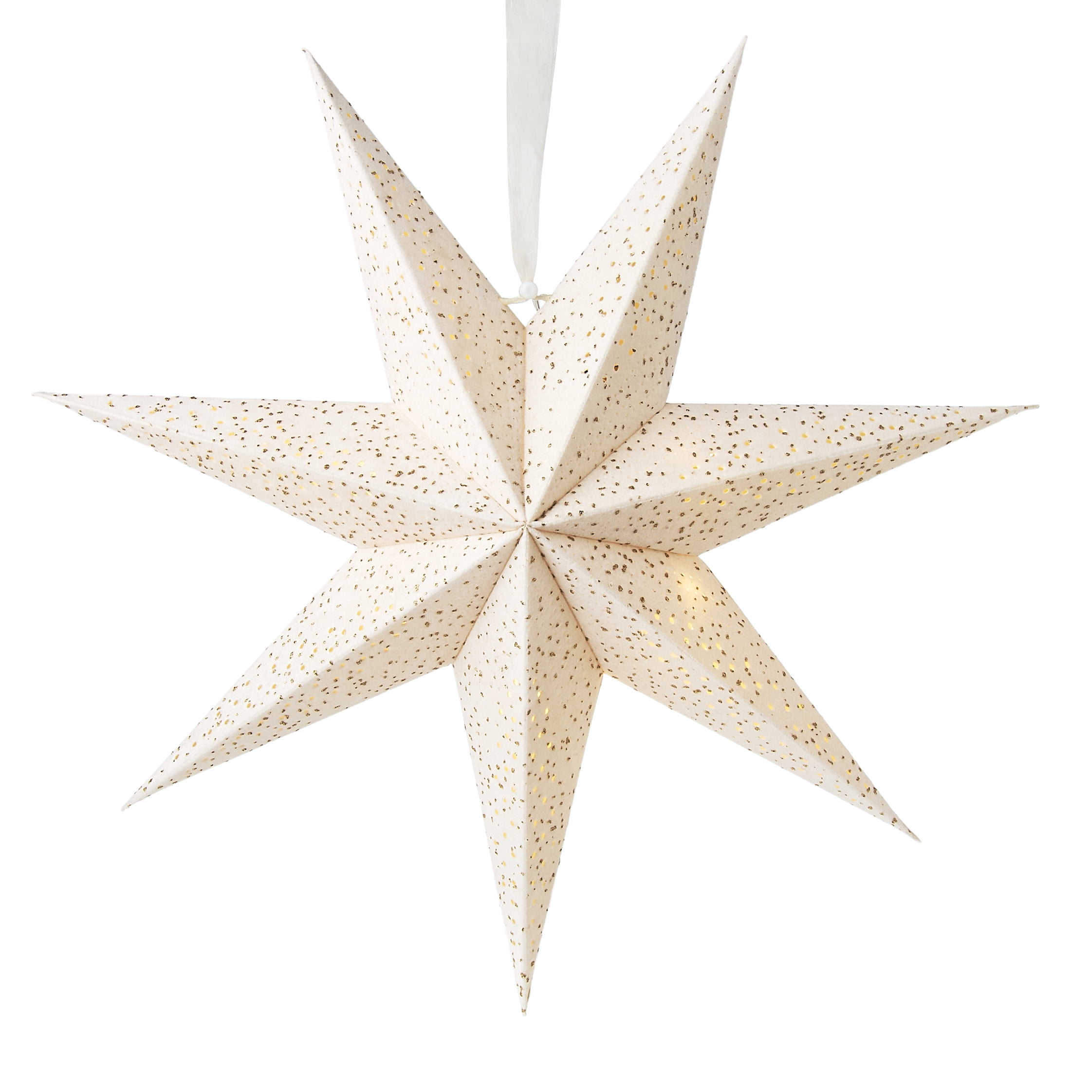 Light-Up White Battery-Operated Flocked Star Christmas Hanging ...