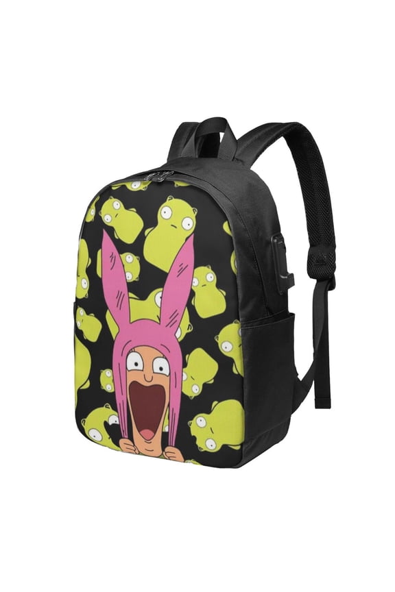 17In Bob Family's Bur-Ger Laptop Backpack with USB Travel Backpack Laptop Bag Waterproof Travel Backpack Purse Fashion Computer Bag